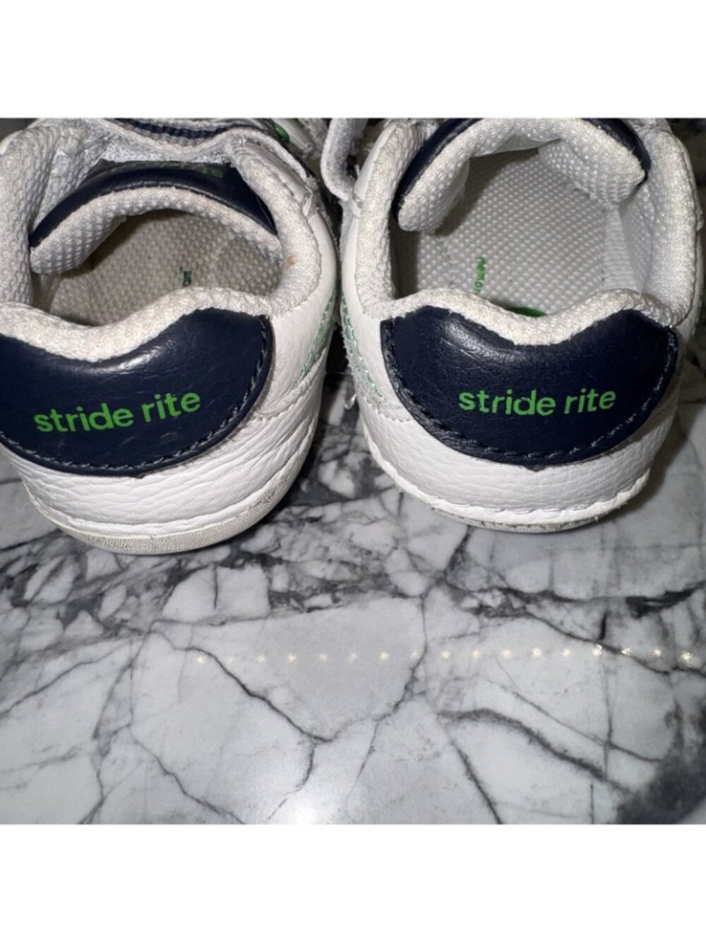 Stride Rite Toddler 5XW Extra Wide Artie Sneakers White Blue Green - Picture 2 of 7